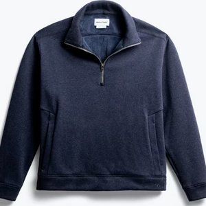 Ministry of Supply Men's Hybrid Fleece 1/4 Zip Pullover Indigo Heather Medium